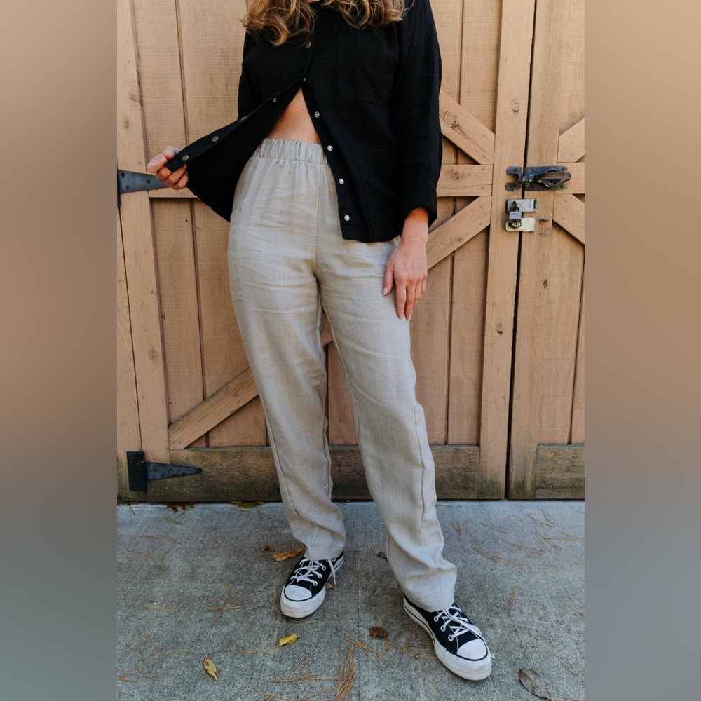 Conscious Clothing Cinema Pants in Pebble Linen